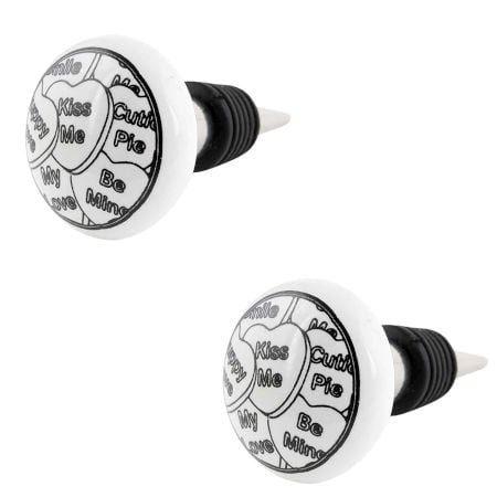 2 Pieces Kiss Me Flat Ceramic Wine Bottle Stopper